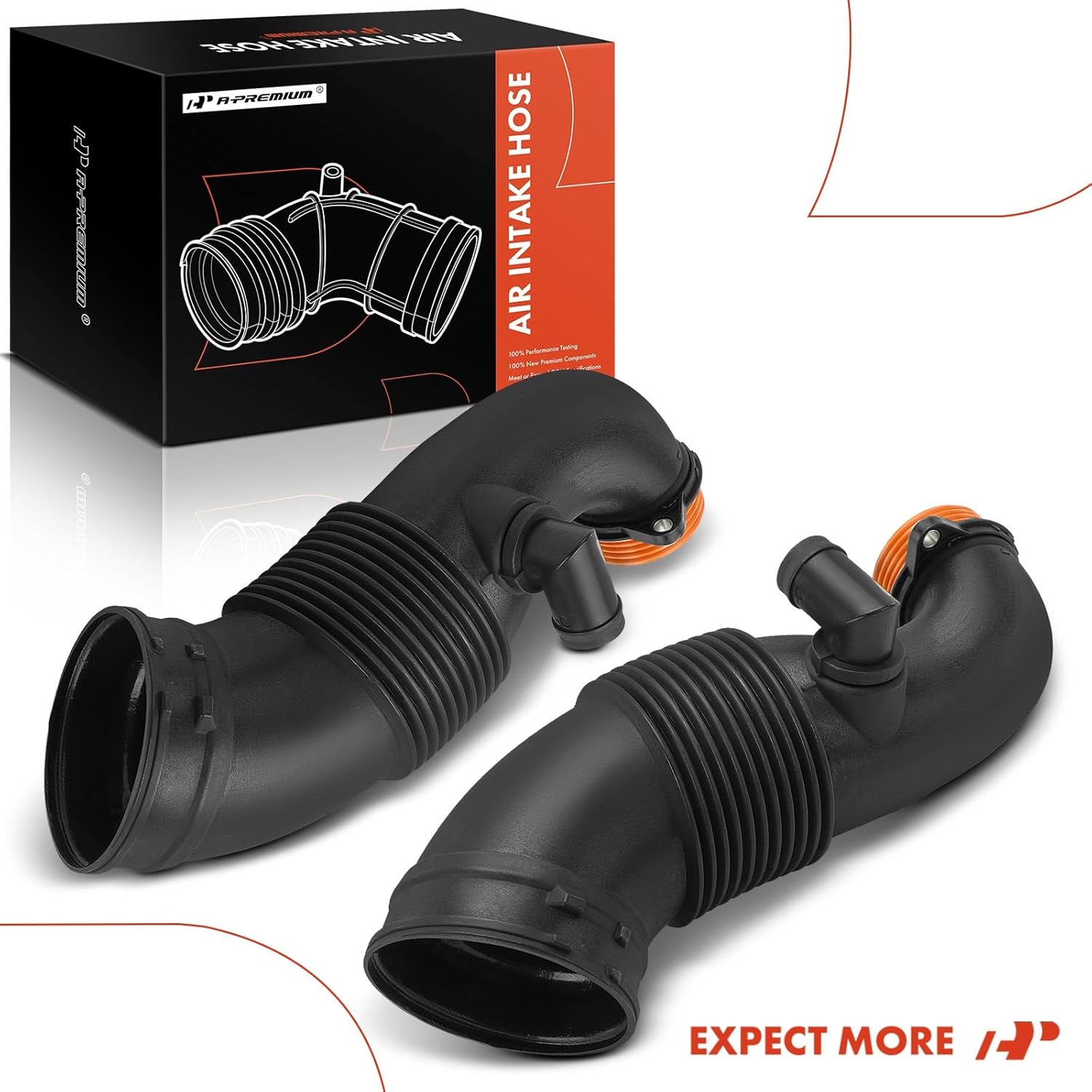 A-Premium Left and Right Engine Air Clean Intake Tube Hose Compatible with BMW X5 2012-2018, X6 2015-2019, 4.4L