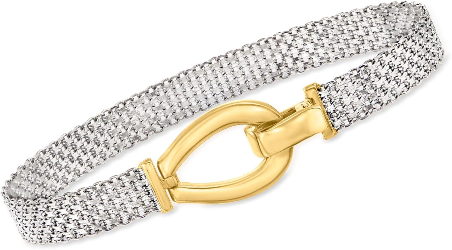 Ross-Simons Sterling Silver Bismark-Link Bracelet With 18kt Gold Over Sterling