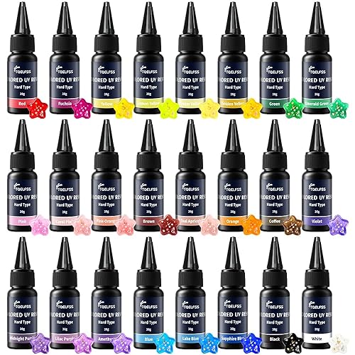 UV Resin, 24 Colors UV Curable Hard Resins, Colored &