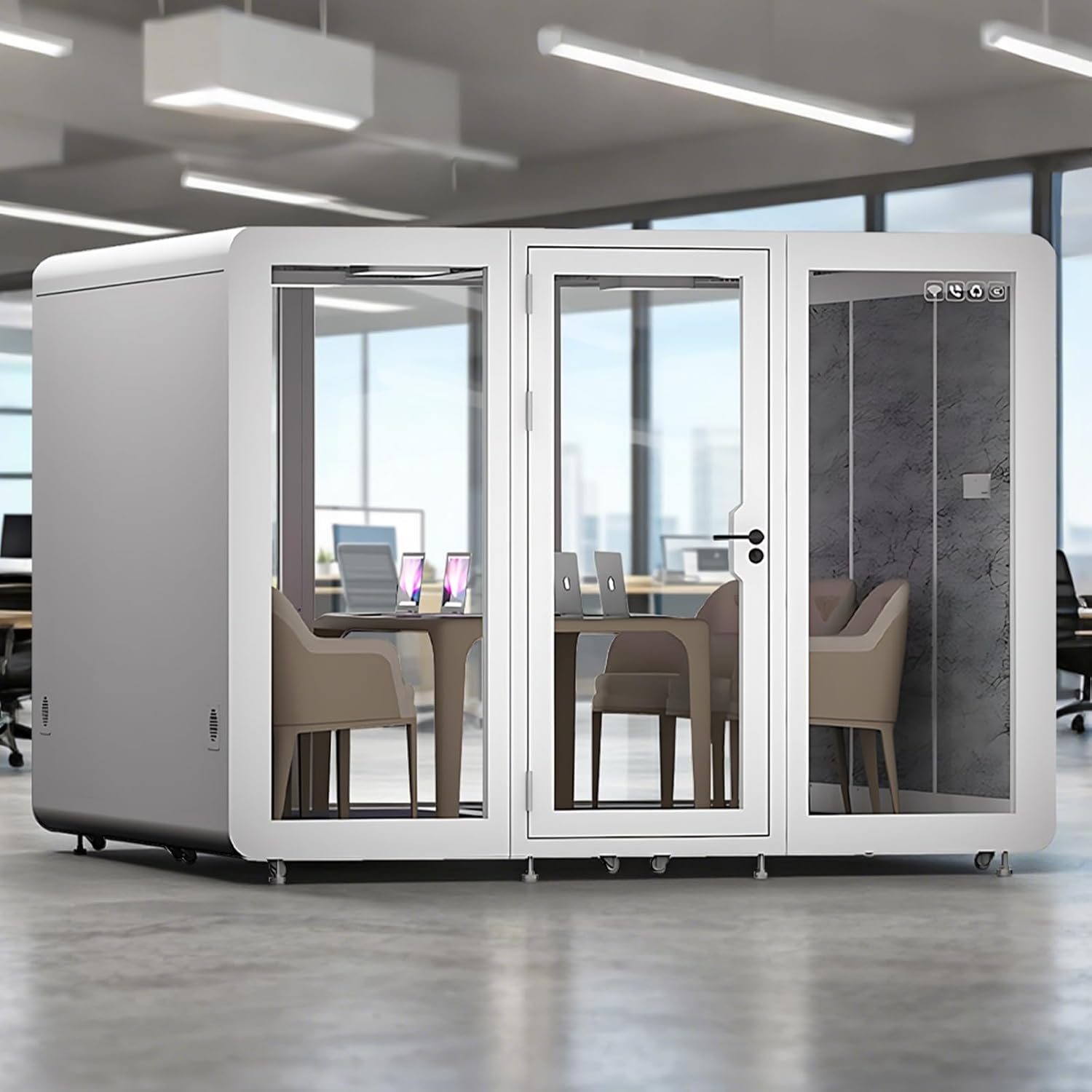 Office Sound Booth with Audio Privacy - Large Soundproof Room with Pulleys and Feet Soundproof Room with Light
