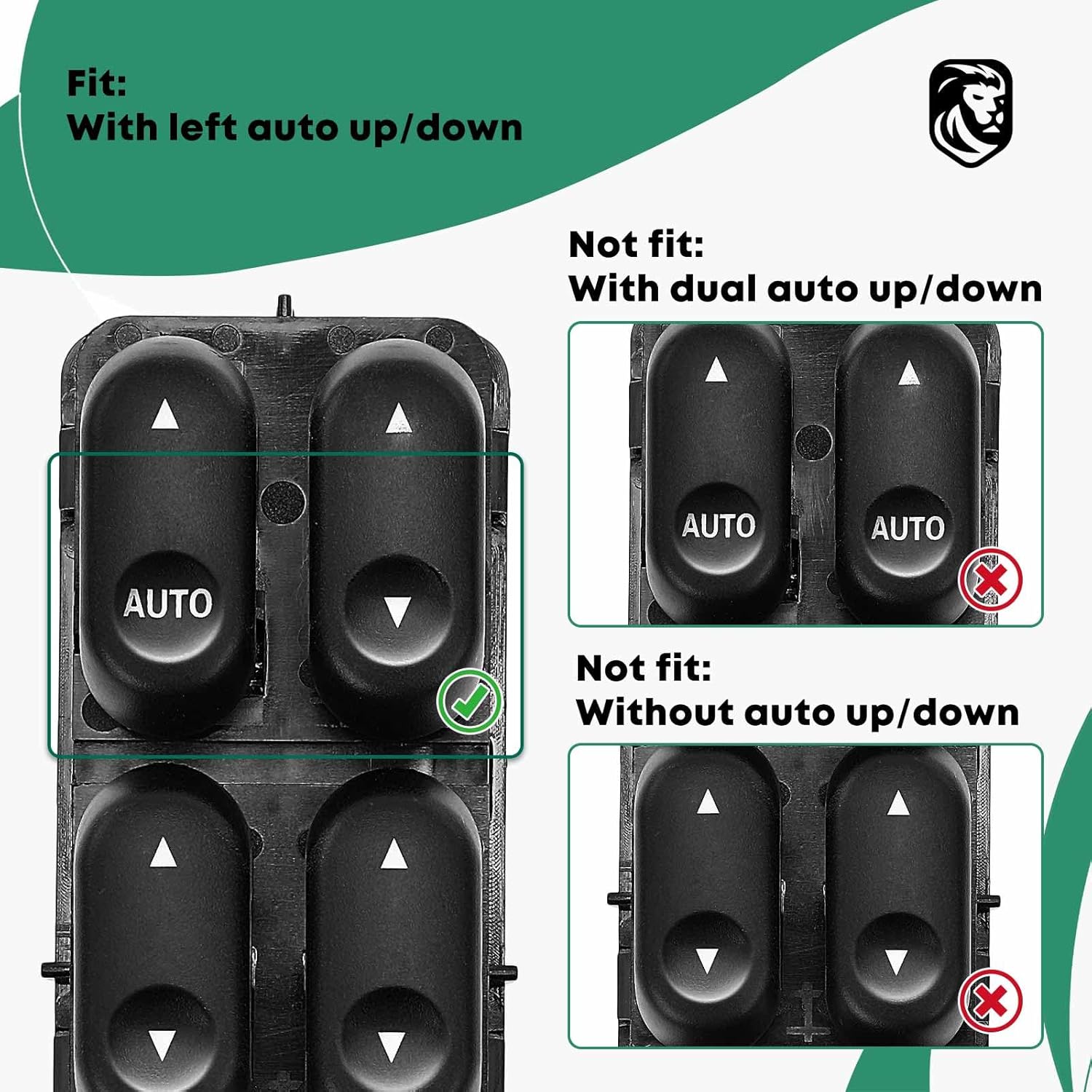 YHTAUTO Master Power Window Switch Driver Side Replacement for 2002-2007 Ford Escape, 2001-2006 Mazda Tribute, 2005-2007 Mercury Mariner, 11 Pins, One Auto Up and Down Window Control Switch