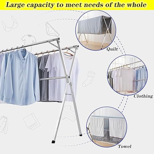 Miniatura 5 de Escurridor de ropa para lavandería al aire libre, estante de secado de acero inoxidable, estante de secado de pie, estantes para secadora para ropa