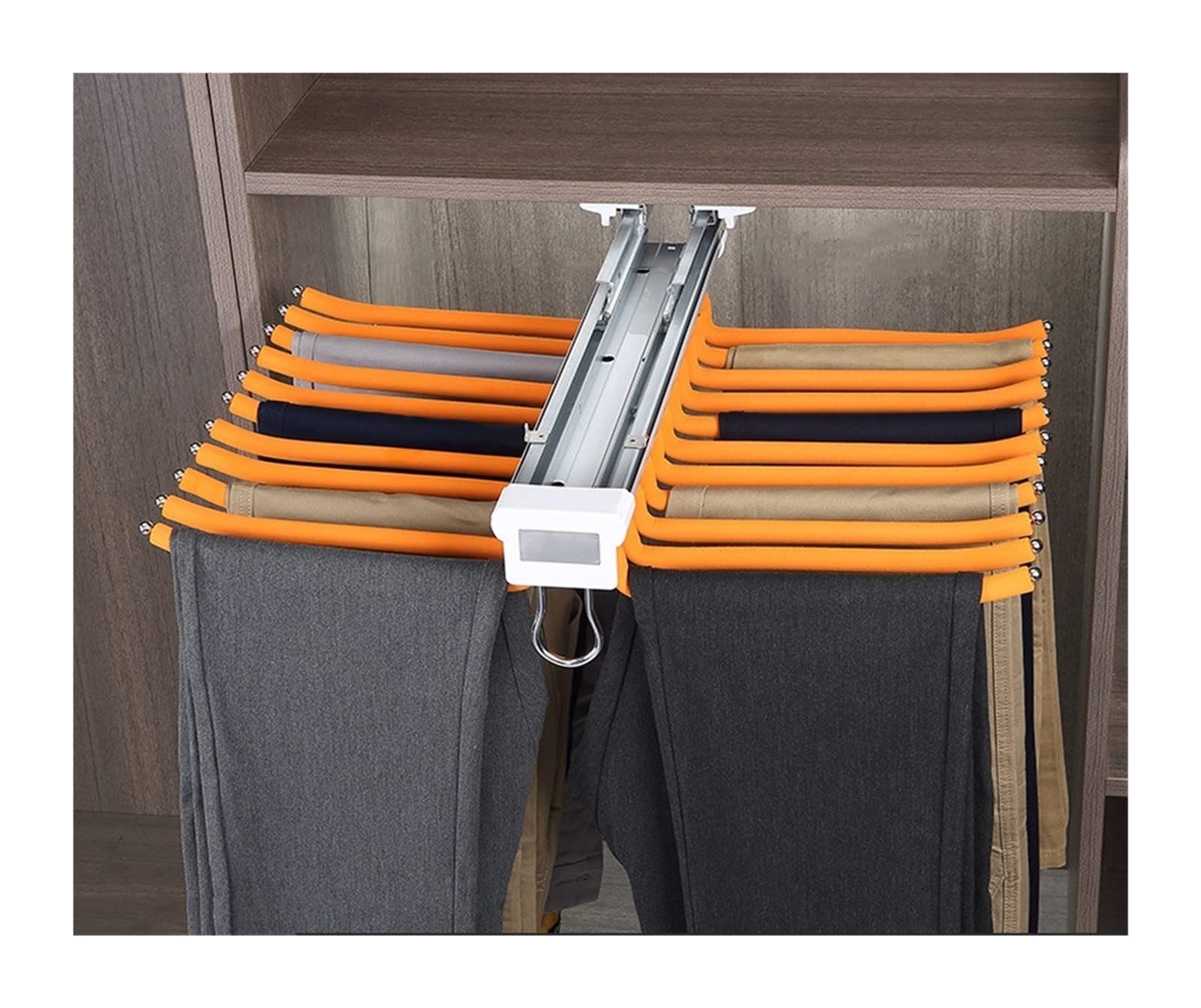 Hosenbügel, platzsparende, verschiebbare Hosenbügelstange für den Kleiderschrank, Oben montierter ausziehbarer Hosenständer, Kleiderorganizer für den Schlafzimmerschrank für Jeans/Anzughosen