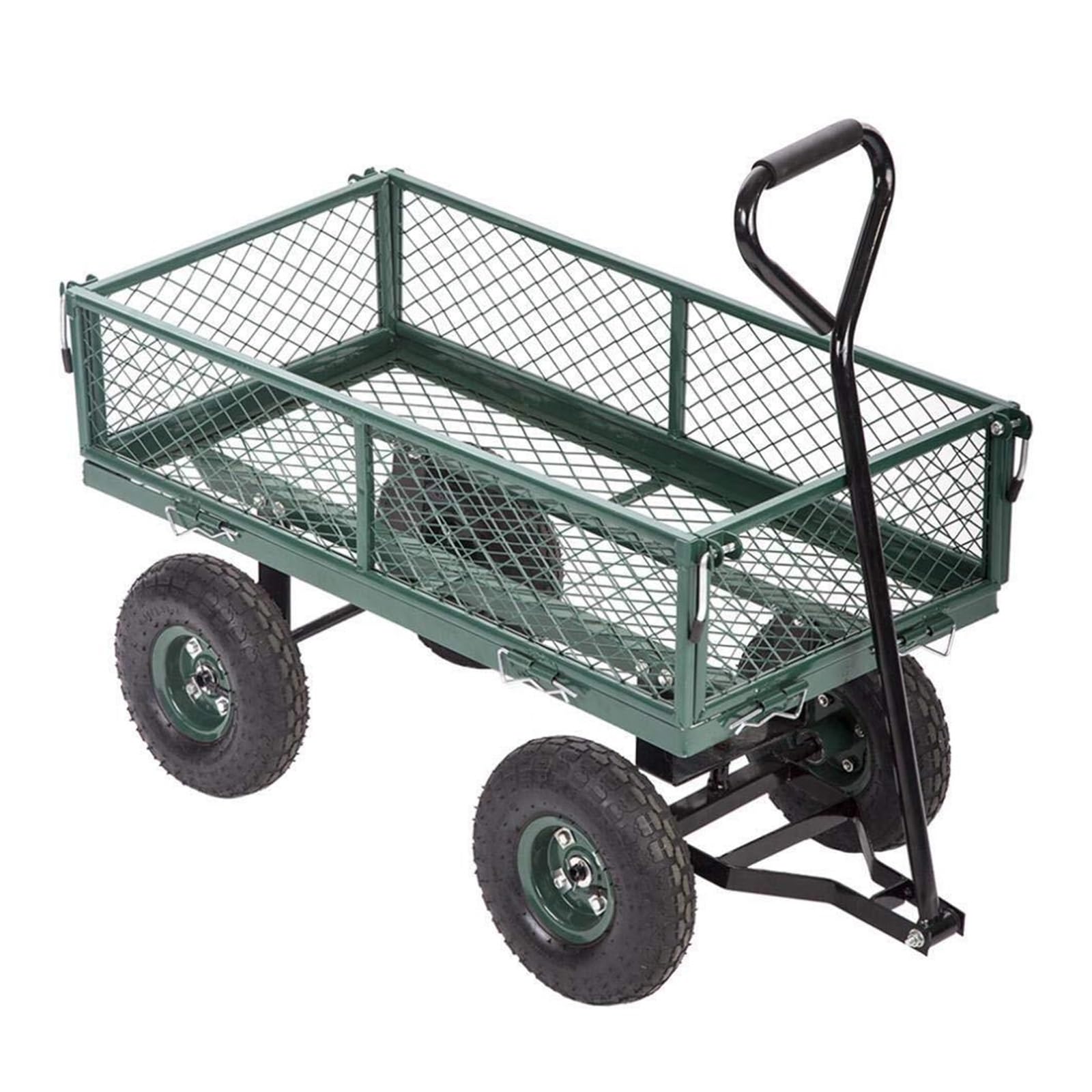 Beach Portable Trolley, Garden Dump Cart Removable Sides Green 89x50x22cm