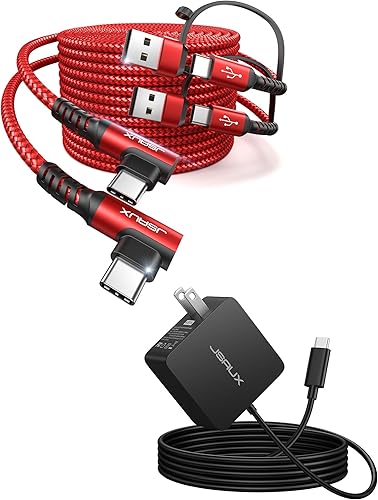 JSAUX Cable USB AC a USB-C de 100 W en ángulo recto de 90 + cargador de alimentación USB C de 45 W