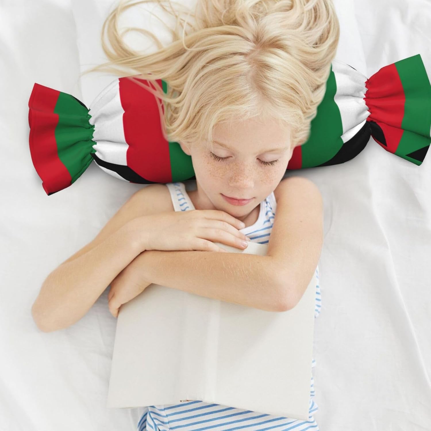 Kuwaiti Flag Print Candy Cylindrical Eco-Friendly Pillow Soft Velvet Living Room Bedroom Travel Decor