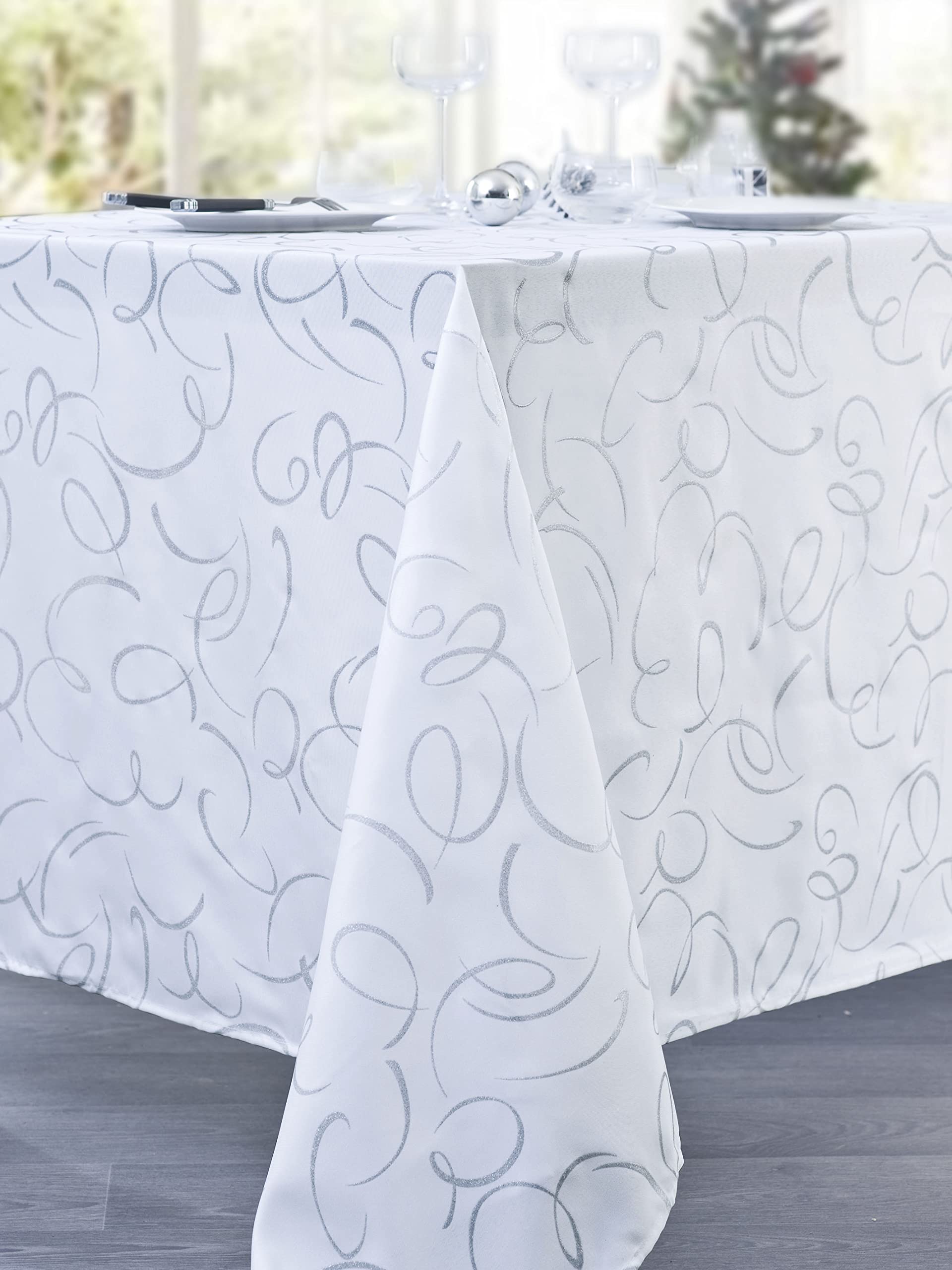 CALITEX Serpentin Tablecloth Polyester White 140 x 300 cm