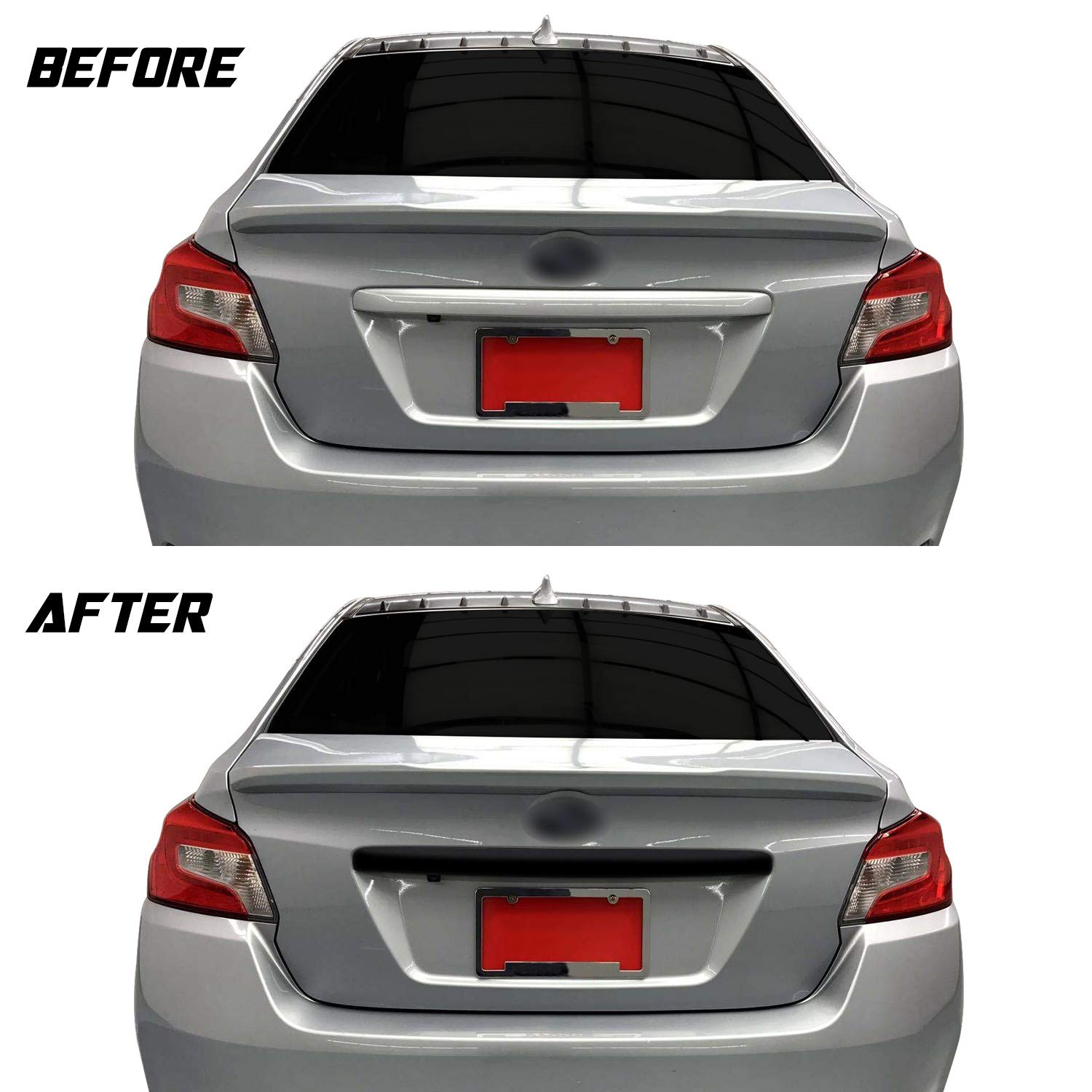 Trunk Trim Accent Vinyl Decal Overlay Wrap Compatible with Subaru WRX STi 2015 2016 2017 2018 2019 2020 - Metallic Matte Chrome Black