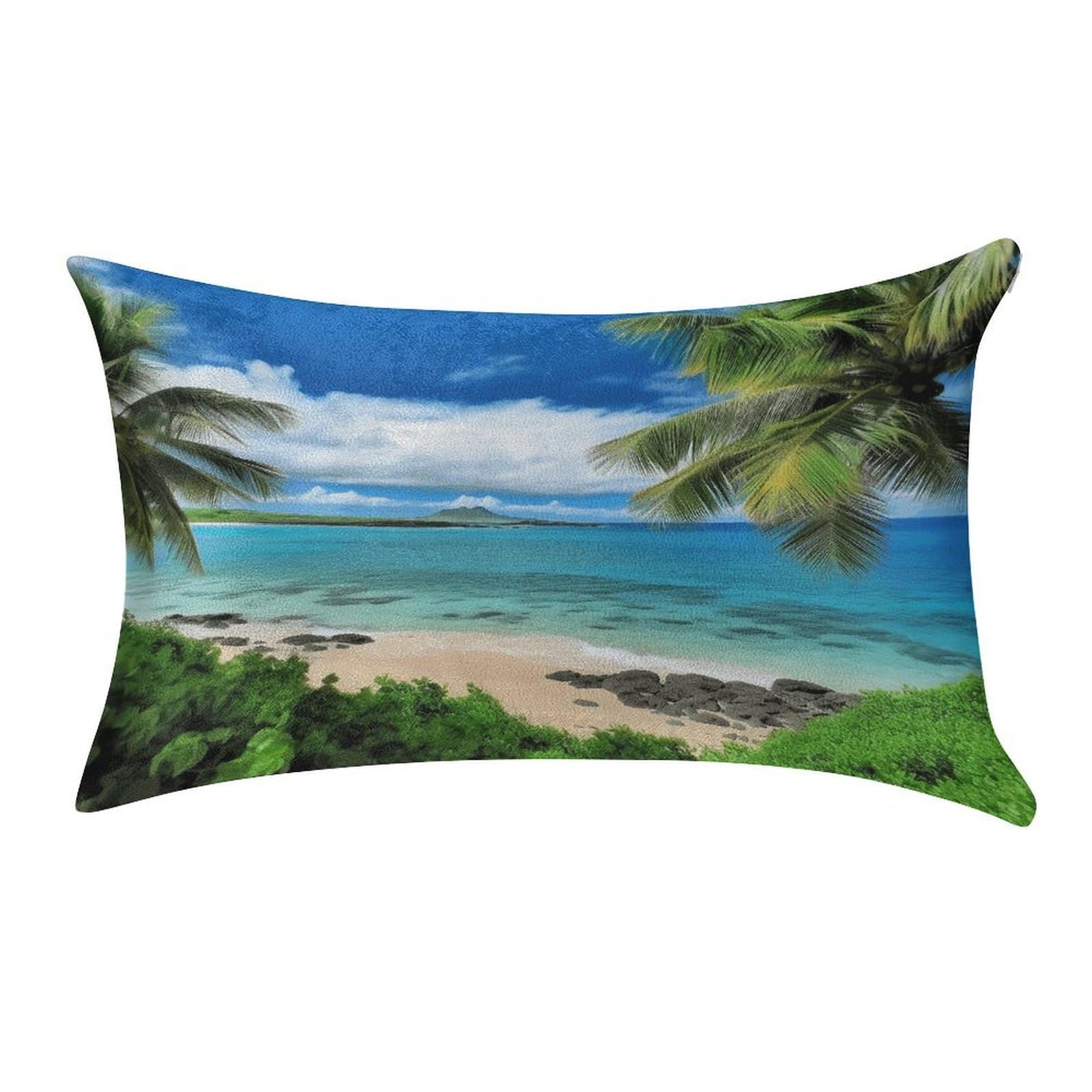 VstaDank Tropical Palm Tree Hawaii Beach Throw Pillow Cover 12"×20" Ultra Soft Pillowcase Cozy Lumbar Pillow Shell Gold Velvet Exquisite Decorative Cushion Sham Protector for Couch Sofa Bedroom