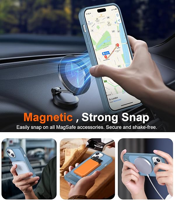 Temdan Magnetic Compatible with iPhone 15 Case, [Built-in Invisible Kickstand][Compatible with MagSafe] [Military Grade Shockproof] Slim Translucent Matte Phone Case for iPhone 15 6.1" by Temdan - Used condition - Image 5