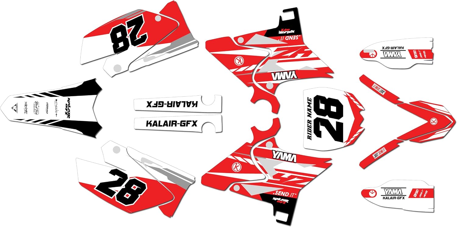 Graphics Kit for Yamaha YZ125 and YZ250 2002-2014 UFO Restyled Plastics FACTORY Series Red 9 Mil - Easy Go - Dirt pit bike motorcycle sticker, dirtbike racing decal motocross no-plastics