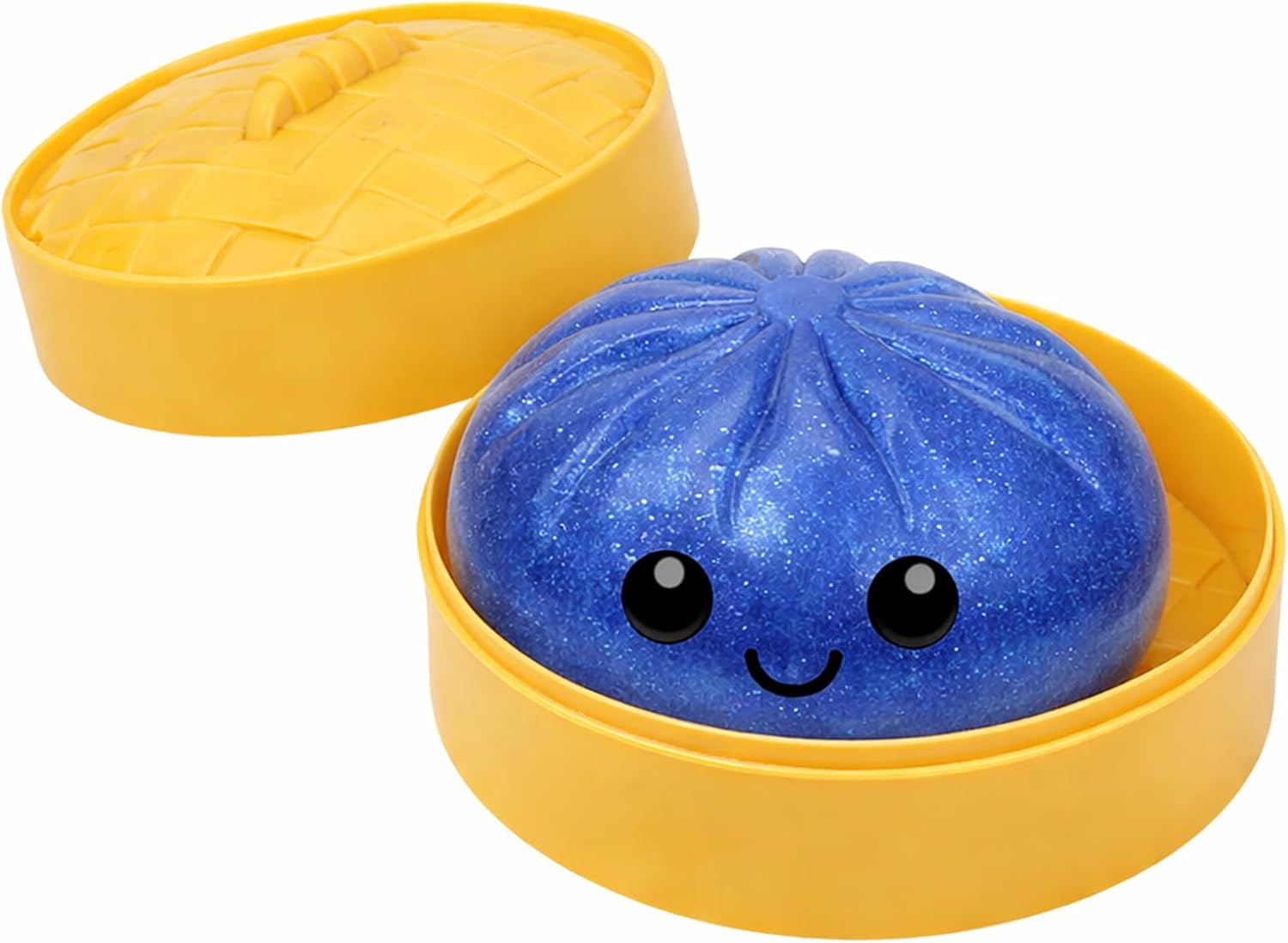 Dumplings Toy - Squishy Dumpling, Giant Dumpling Squishy, Anxiety Relief Fidget (Blue-Glitter)