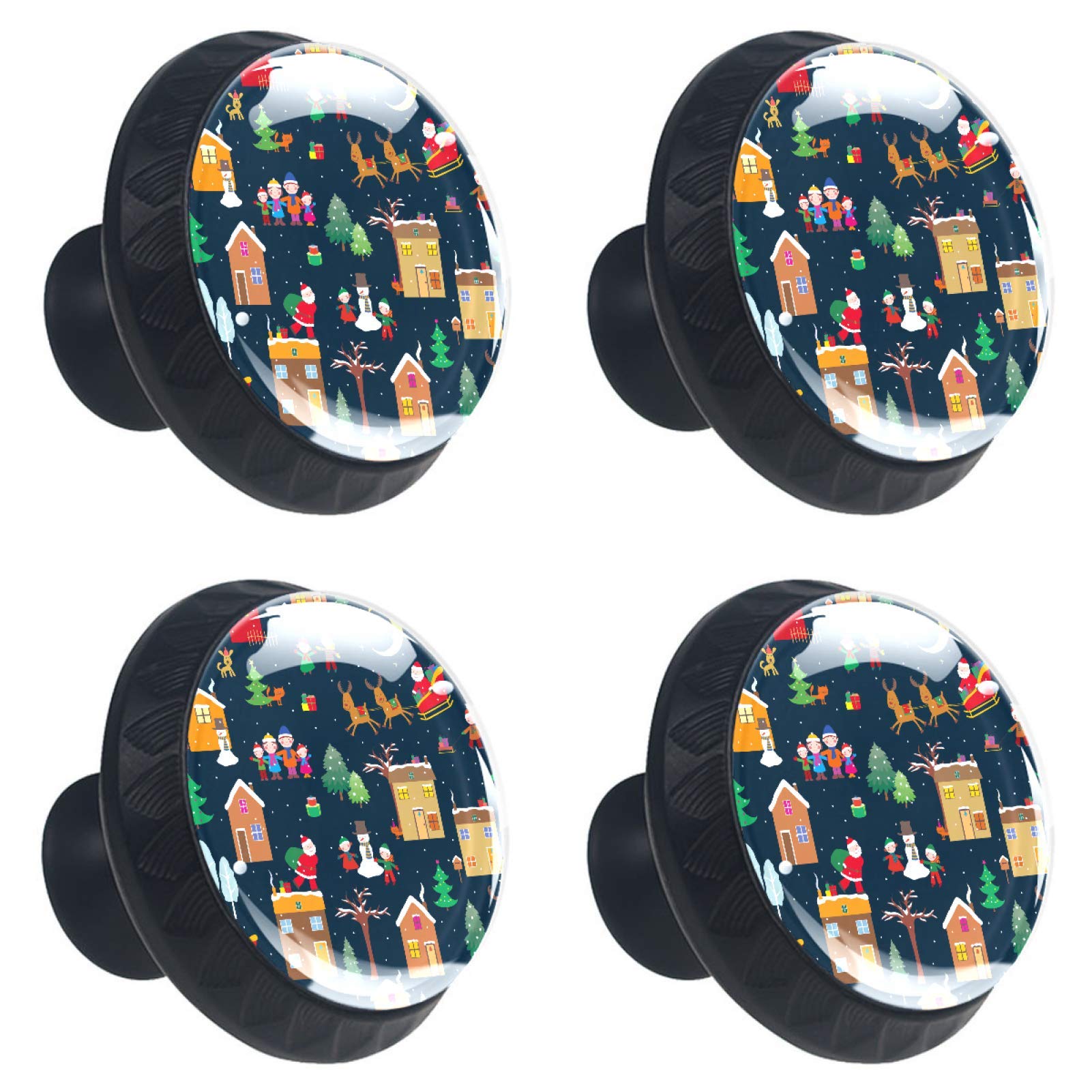 Boutons de tiroir en verre avec élan et fausse-neige pour commode de salon