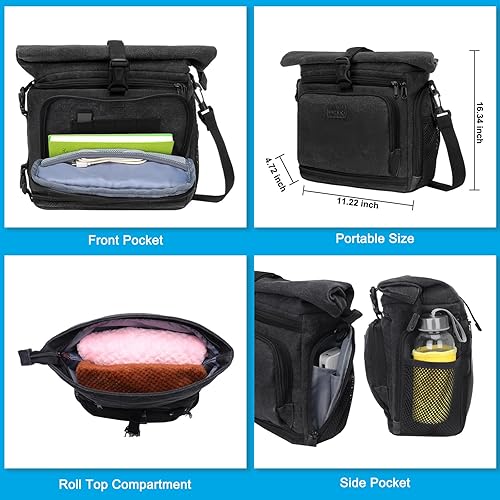 Miniatura 5 de MOSISO Bolsa cruzada para cámara DSLRSLRSLRsin espejo, funda de lona para cámara con compartimento superior enrollable expandible compatible con