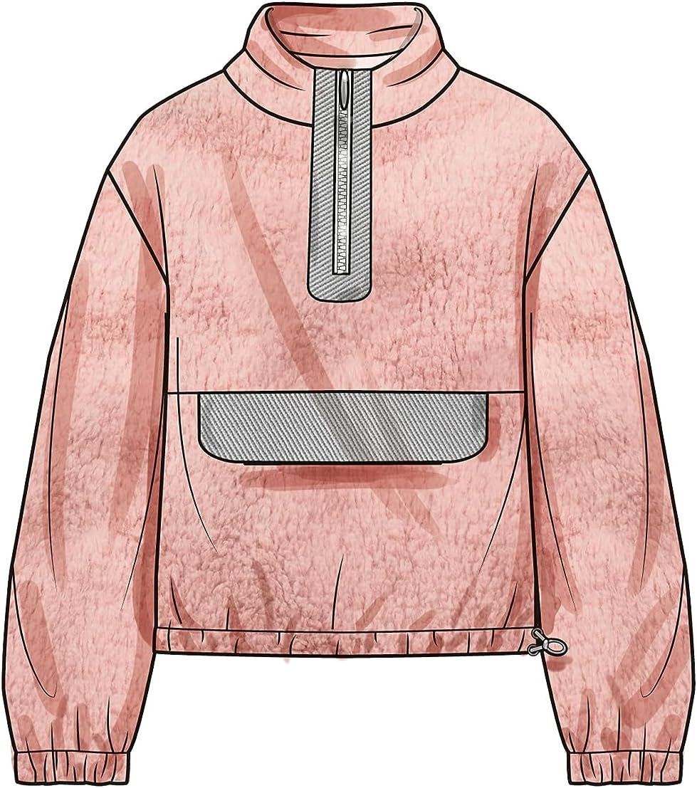 Simplicity SS9828A Unisex Half Zip Sweatshirt and Pull-on Track Pants Sewing Pattern Kit, Design Code S9828, Sizes XS-S-M-L-XL-XXL
