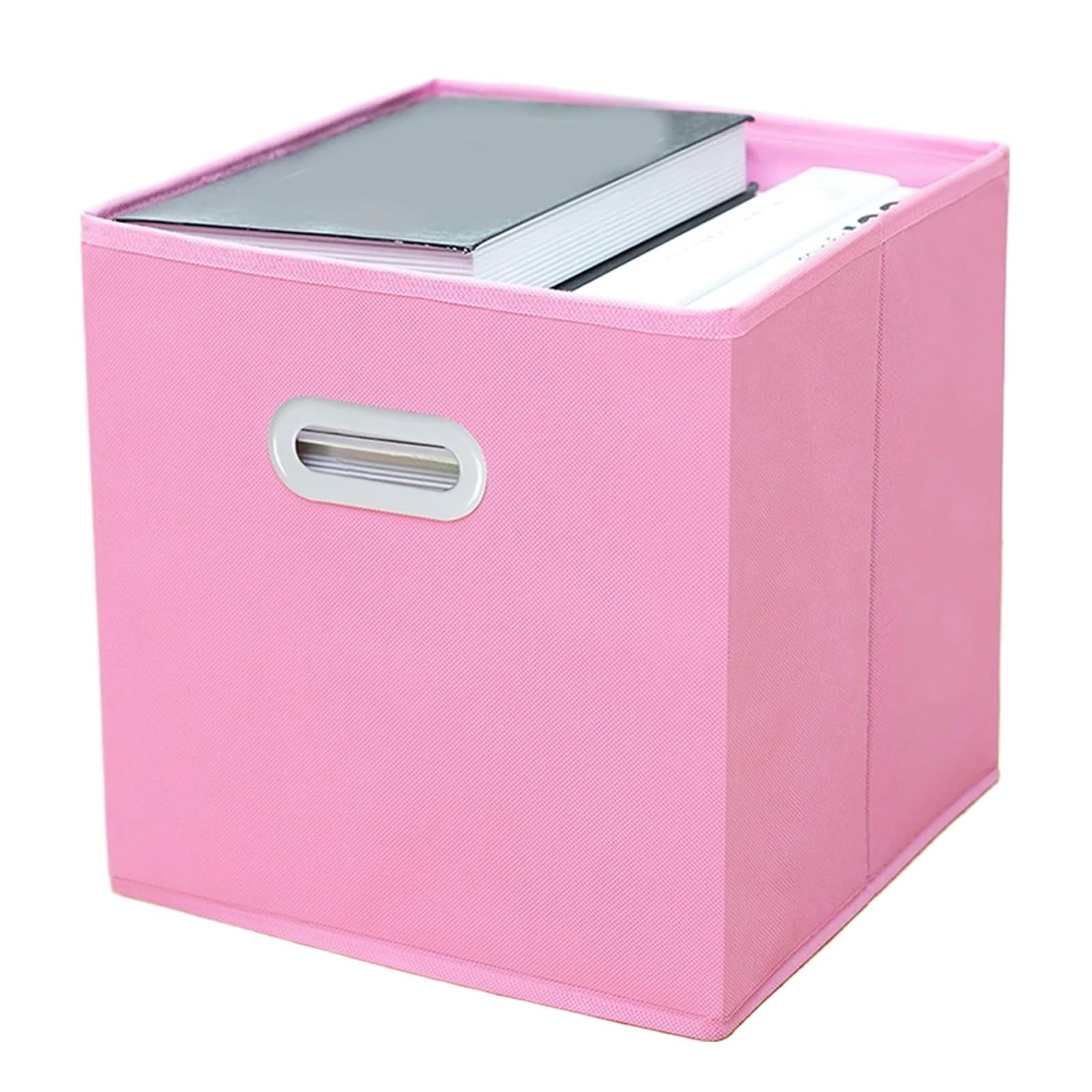 MFESFCS Canvas Storage Boxes Fabric Cloth Storage Box For Book Clothes Sundries Foldable Closet Drawer Bins Basket(Pink)