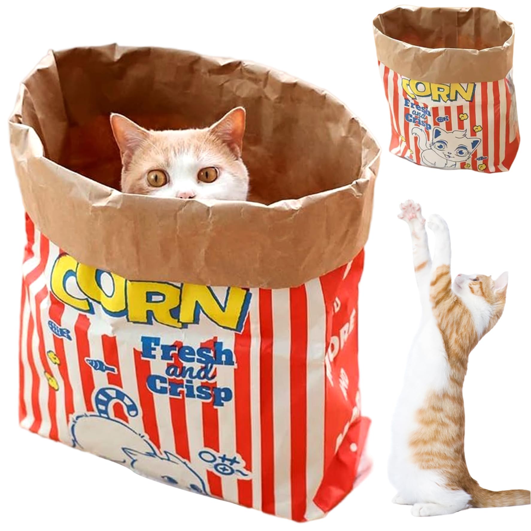 29.5x13.8 Inch Foldable Cat Crinkle Sack Interactive Play Bag for All Cat Ages