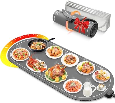 Food Warming Mats for Countertop,Extra Large Silicone Mat,Gray