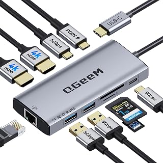 USB C Docking Station Dual Monitor,10 in 1 USB C Hub Dual 4K@60Hz,Type-C Multiport Adapter with 100W PD,5Gbps Data Ports,Extender Splitter,Card Reader,Laptop Dock for Mac/Dell/HP/Surface/Steam Deck
