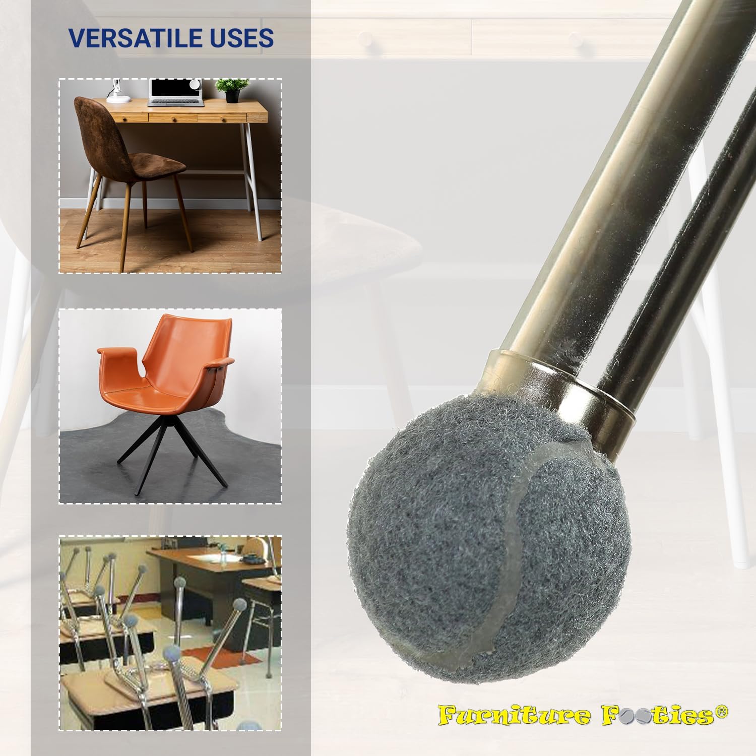 Small PreCut Tennis Ball Glides for Chairs Desks Tables Stools Walkers Leg Floor Protector Heavy Duty Long Lasting Felt Pad Glide Coverings for Hard Floor Surfaces - 100 Count