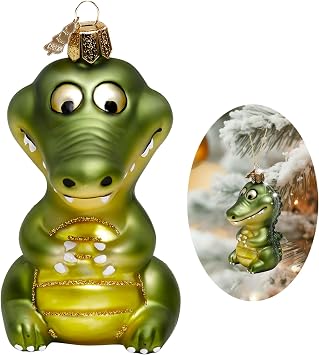 Crocodile Christmas Ornaments,Glass Ornament,Christmas Tree Decoration
