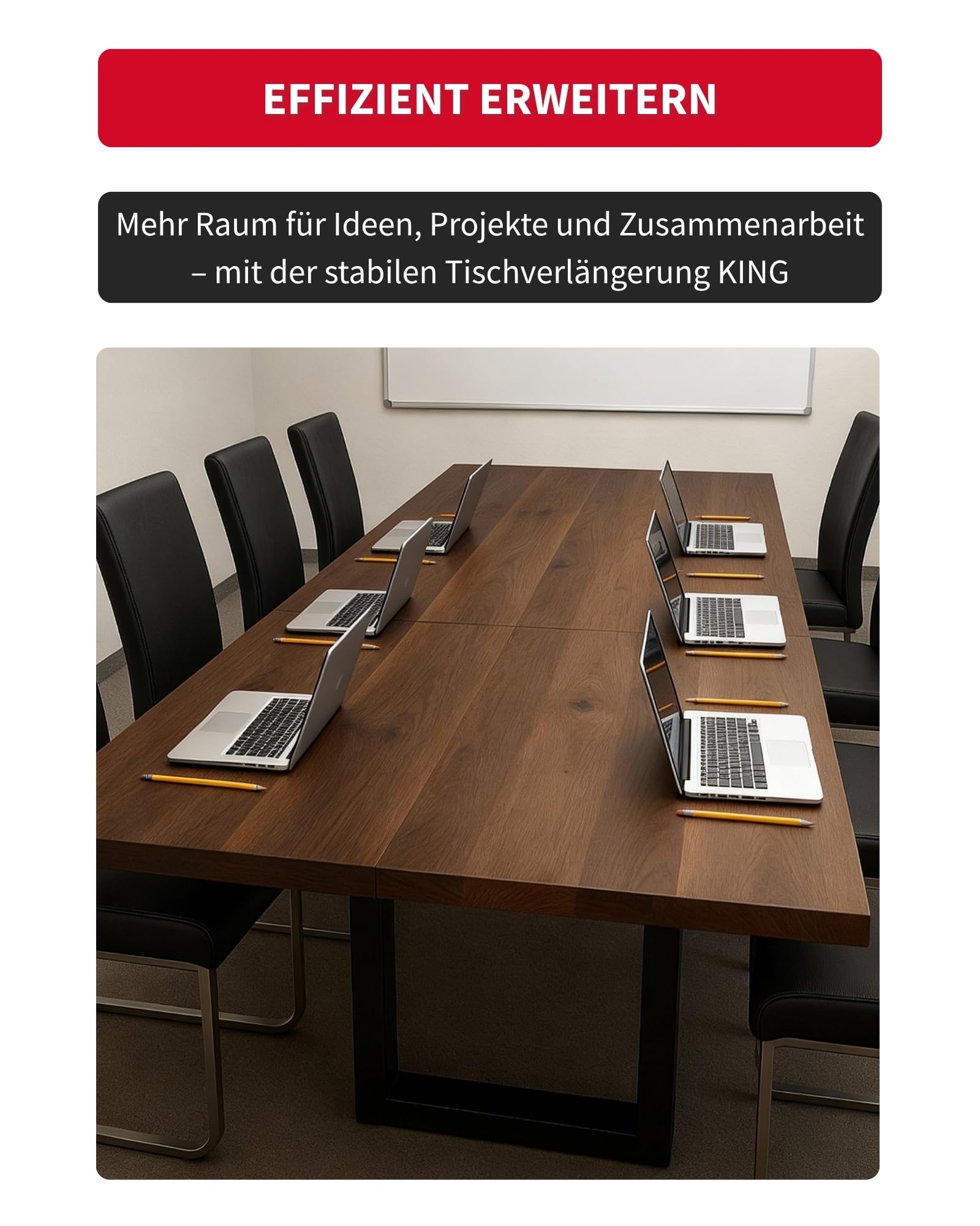 Gedotec Tischverlängerung 810 mm - 2 Stück Tischplattenverlängerung inkl. Befestigungsmaterial - Stahl schwarz matt - Verlängerung Esstisch aus Stahl, Tisch-Erweiterung für unter die Tischplatte