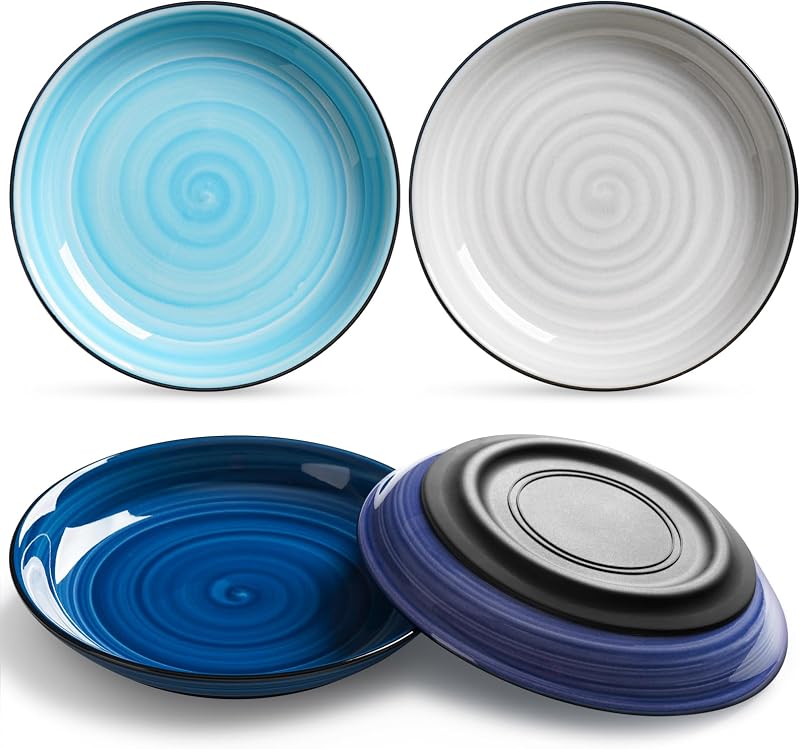 Potes para Gatos de Cerâmica com Base de Silicone Antiderrapante WROSWT, Rasos e Largos, 4 Unidades