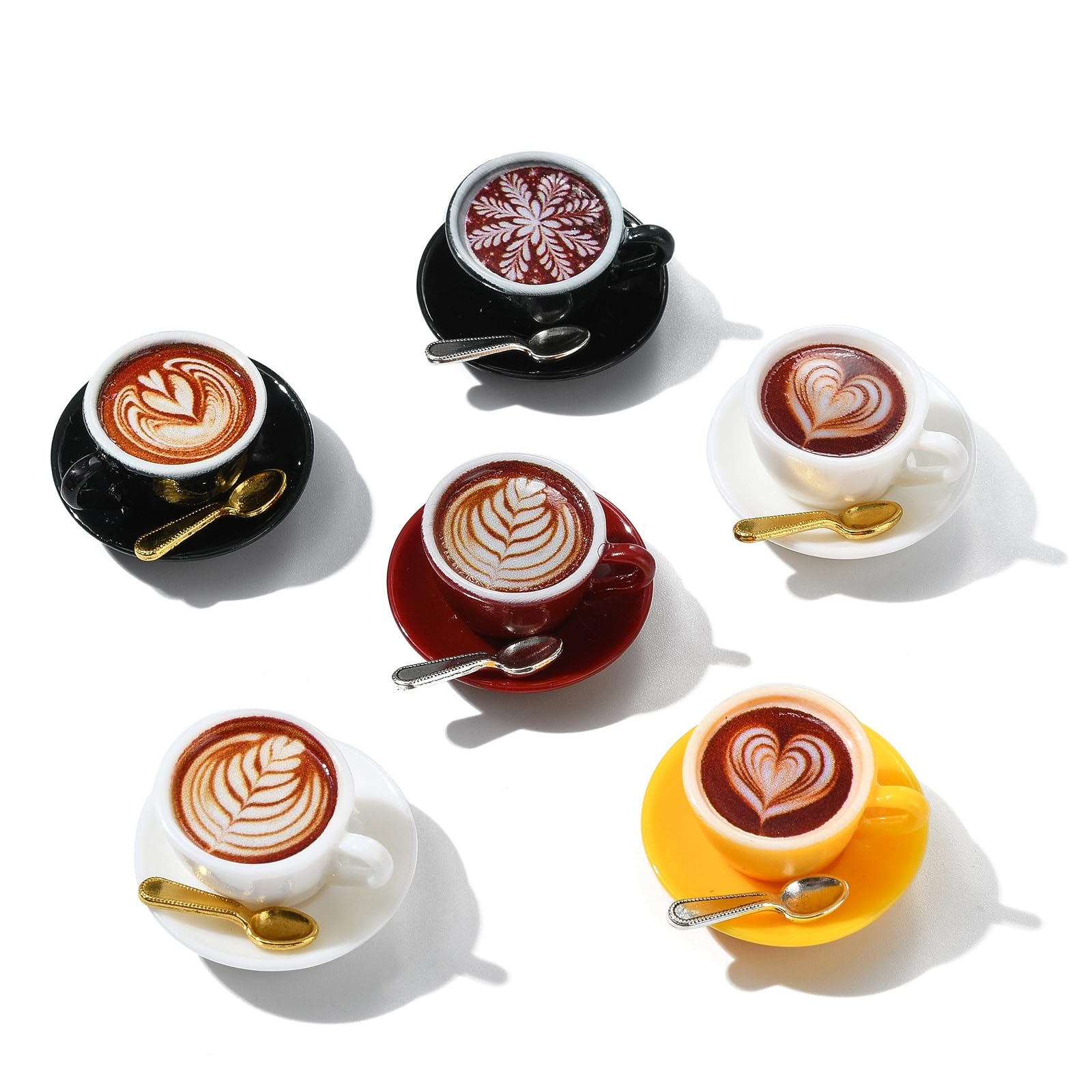 UR URLIFEHALL 65 Pcs 13 Styles Mini Resin Coffee Cup Figurines 3D Tableware Drink Food Dollhouse Accessories for Micro Landscape Party Decor