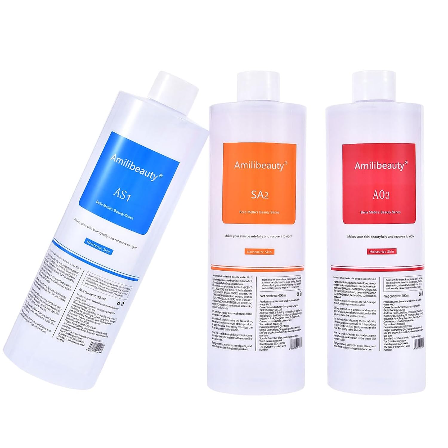 REEOOH Serums AS1 SA2 AO3, 400ml Peeling Solution Salon Skin Scrub, Facial Cleansing Moisturizing Skin Care, for Small Bubble Skin Care Facial Mask Machine, Ideal