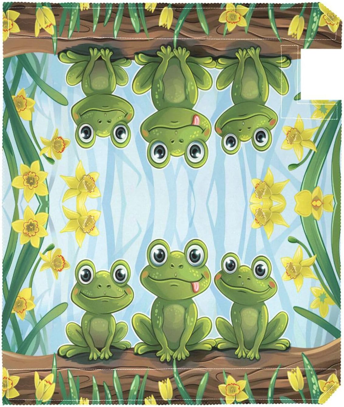 ALAZA Cute Frogs with Big Eyes Yellow Daffodils Magnetic Mailbox Cover MailWraps Garden Yard Home Decor for Outside Standard Size-18"x 20.7"