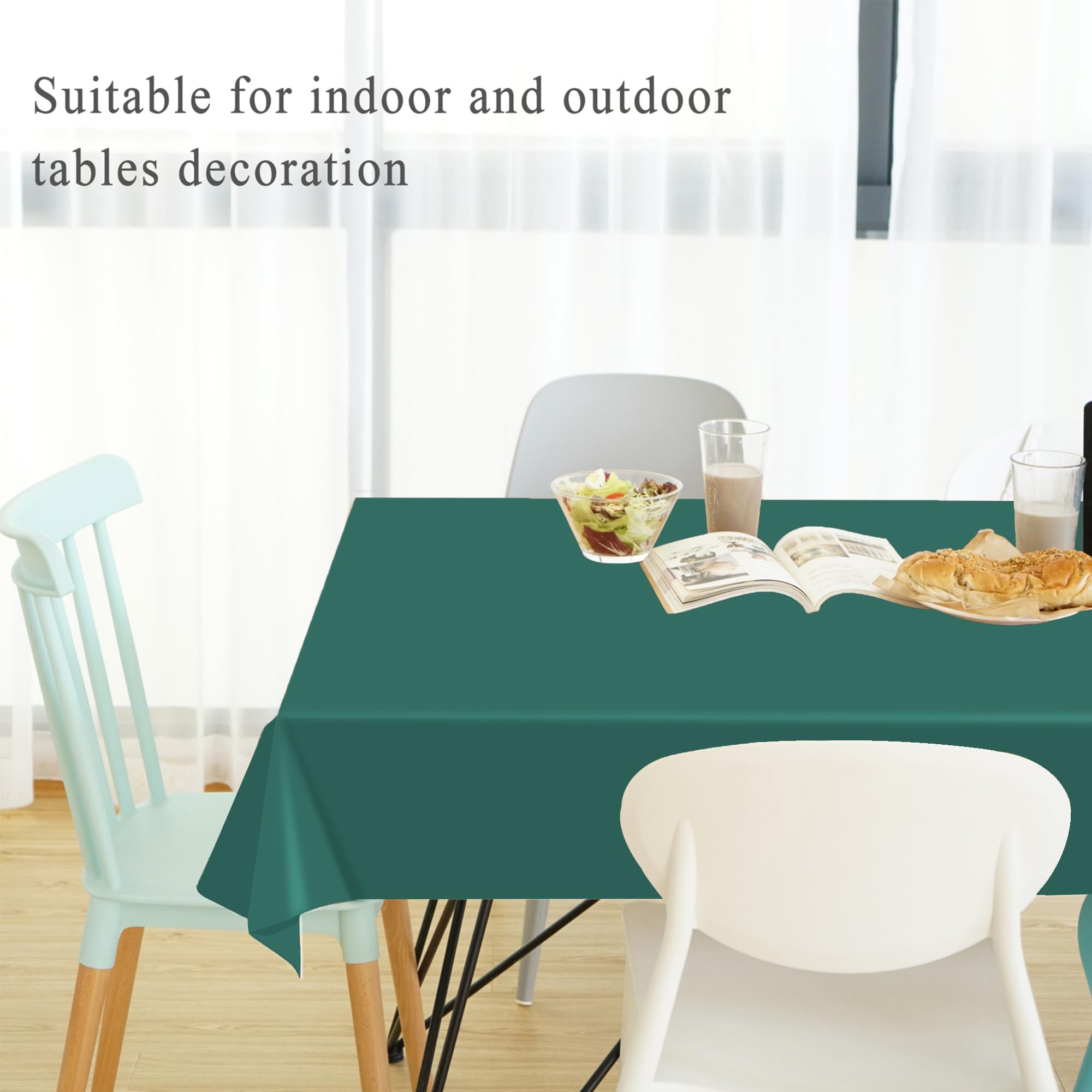 Tresorí Tovaglie TNT-Usa e Getta-Lavabile- Impermeabile 120 cm x 180 cm - rettangolari, in plastica, per feste, picnic, baby shower, matrimoni, compleanni, Halloween, Natale, Ristoranti. (Bianco