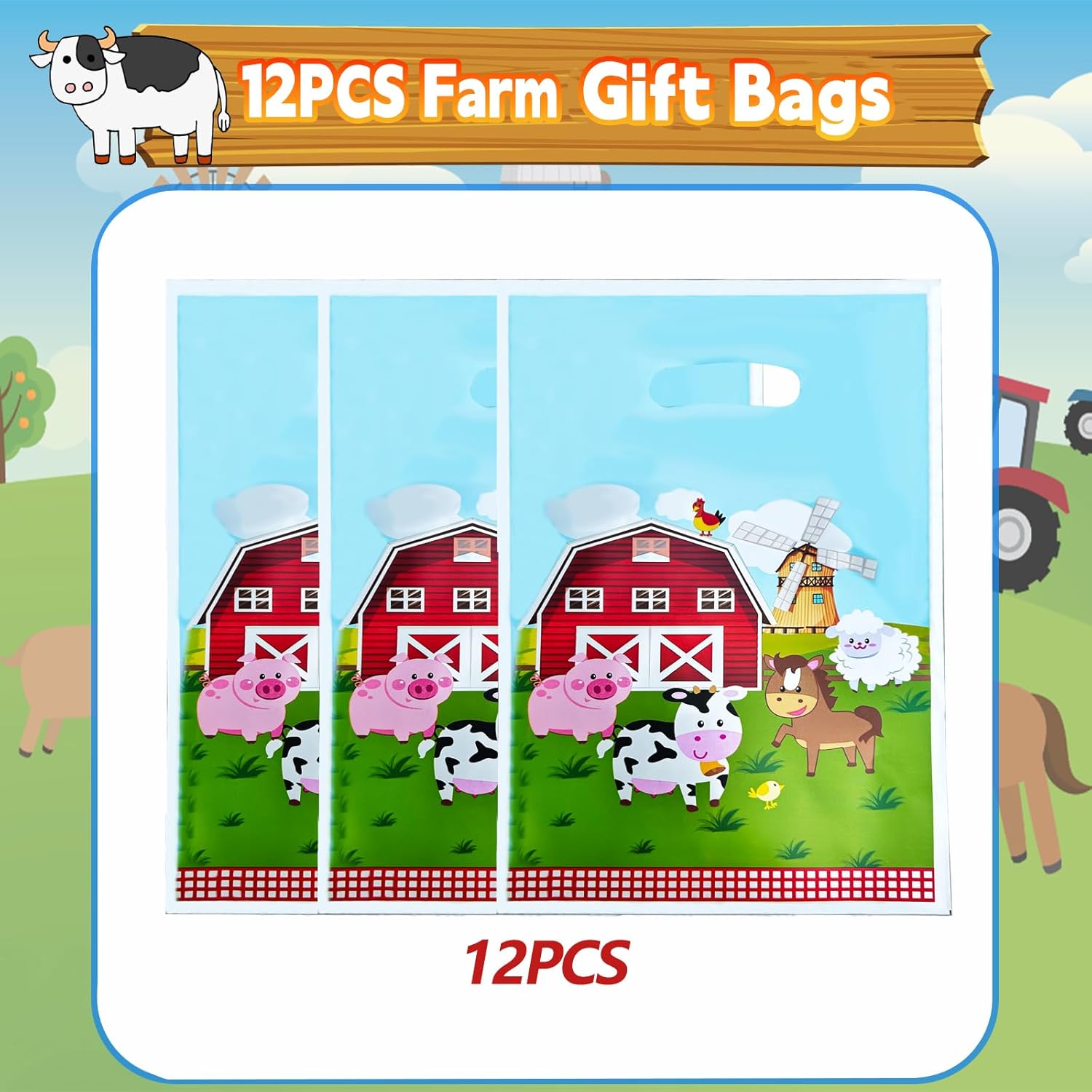 Farm Animals Party Favors Set 84 PCS Barnyard Animals Slap Bracelets Gift Bags DIY Stickers Drinking Straws Party Balloon Plastic Figures Suitable for Farm Animal Party Farm Birthday Decoration - Image 6