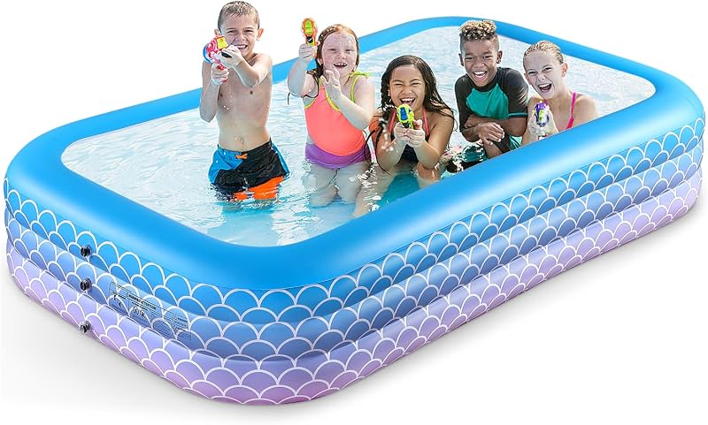 2025 Upgrade Inflatable Pool for Kids and Adults-120"*72"*22" Full-Sized Inflatable Swimming Pool Leakproof Blow Up Above Ground for Backyard Outdoor Garden Summer Water Party Pink