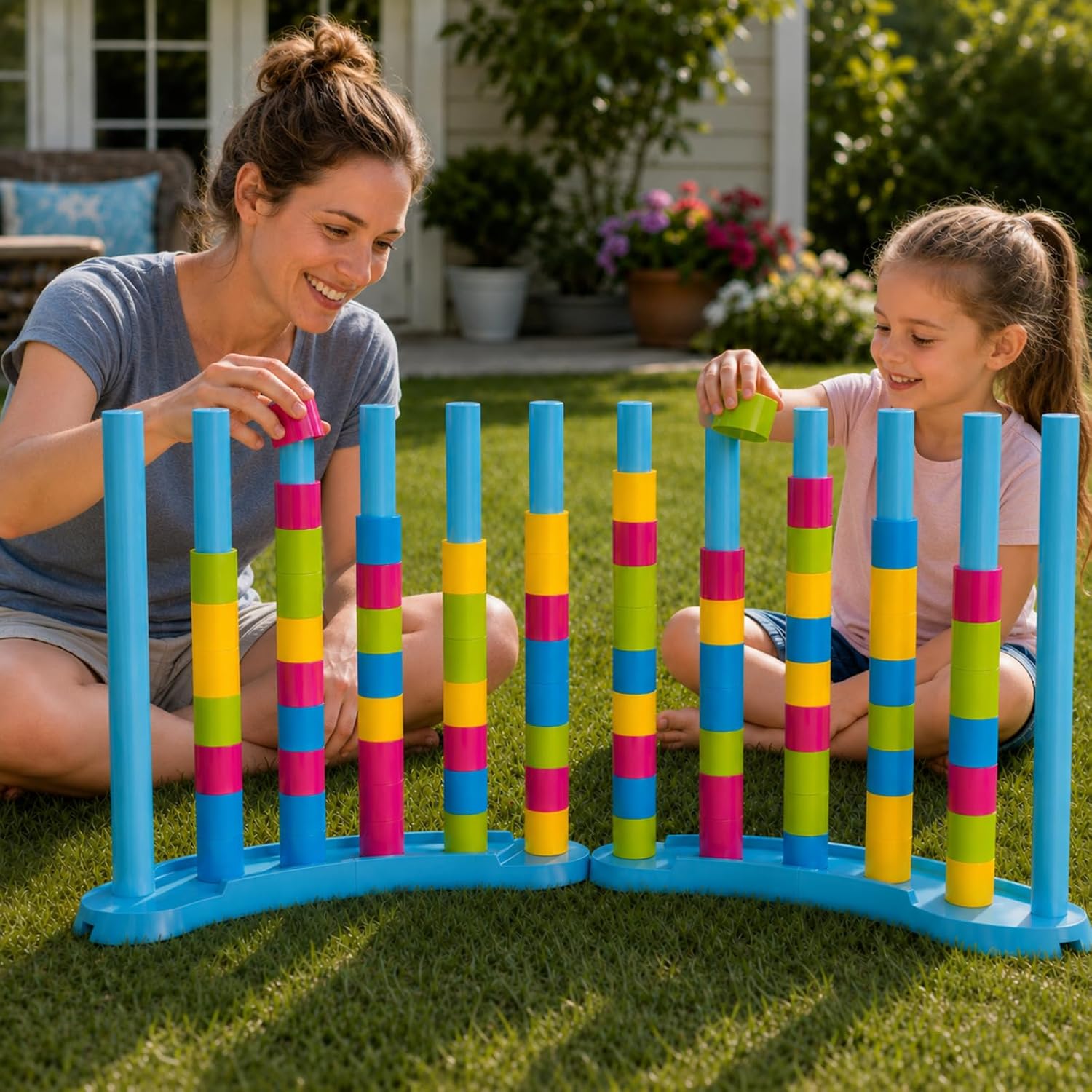2 Pack Giant Color Matching Challenge Game, Speed Rings Stack Board Games | Indoor Outdoor Stack Games for Kids, Adults and Family, Camping & Group Play, Table Games for Plus Fun Party, Family Night