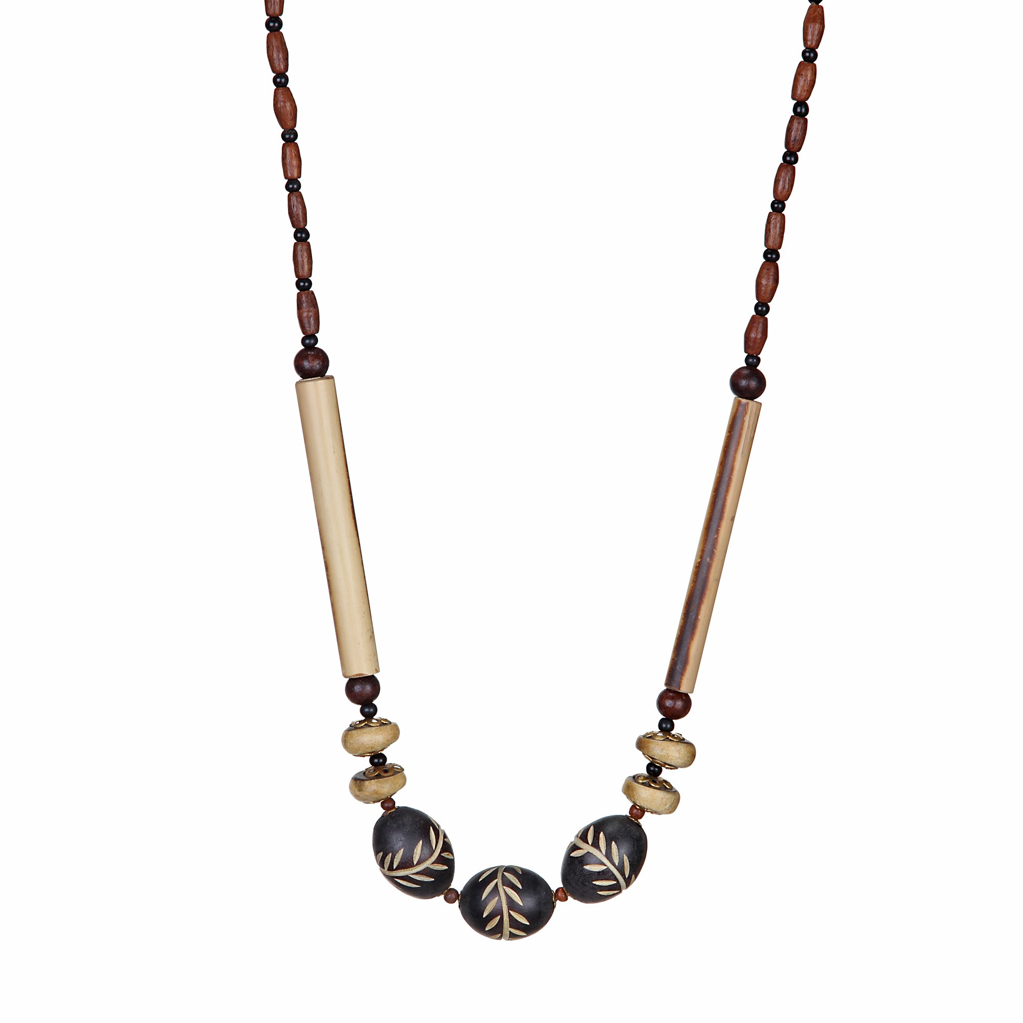 Black/Light Brown Wood Women Necklace (4023)-image-10