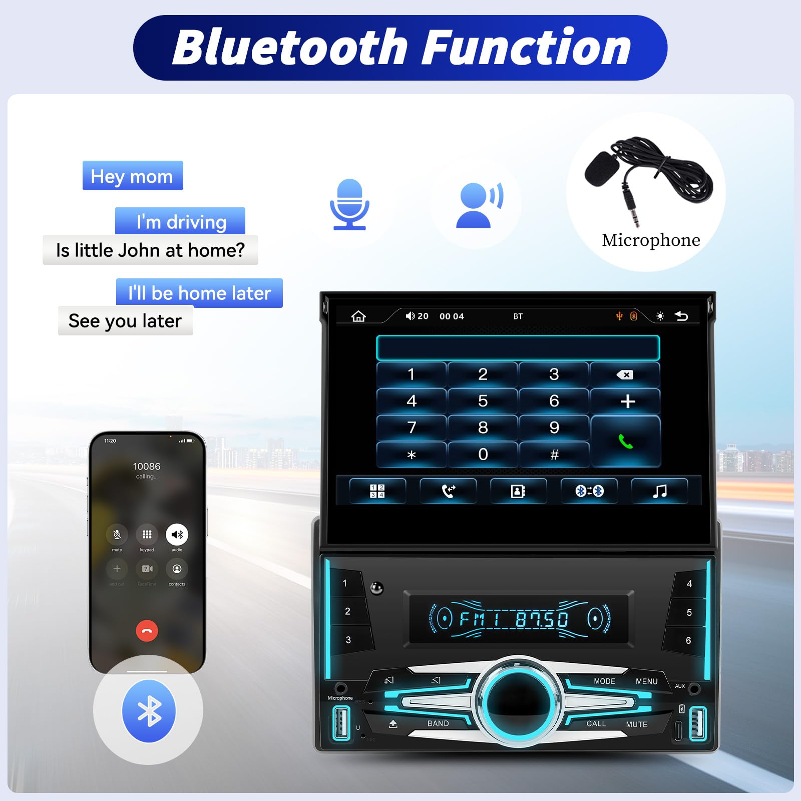 OiLiehu Double Din Car Stereo With Wireless CarPlay Android Auto, 6.8
