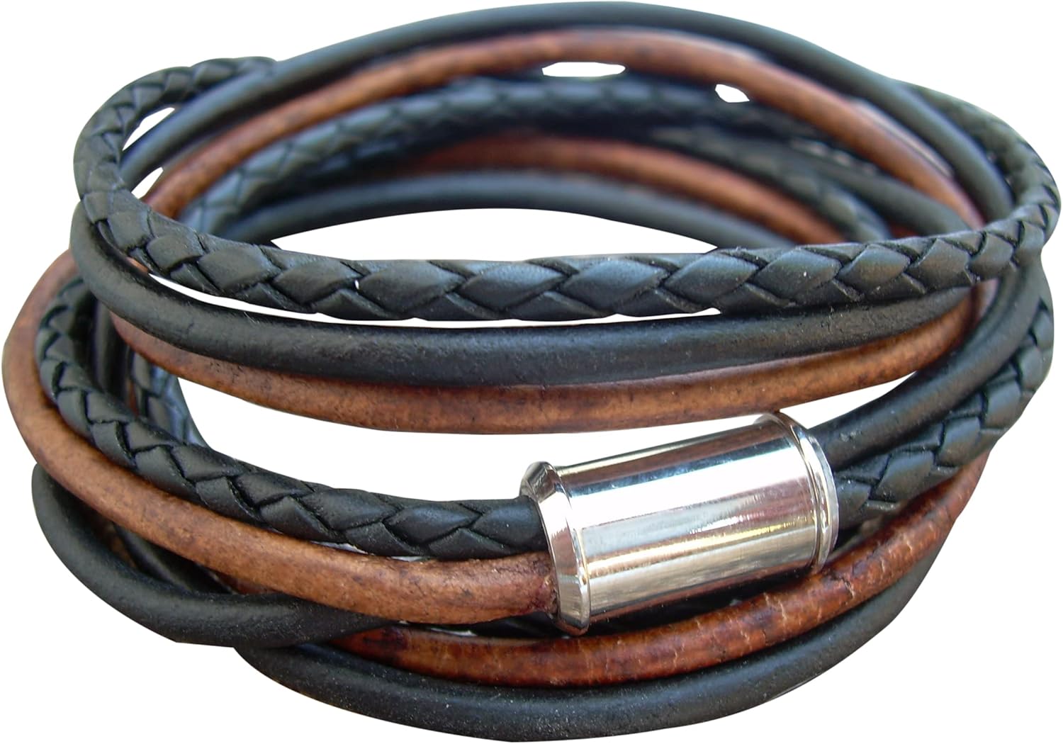 Mens Triple Wrap Leather Bracelet with Stainless Steel Magnetic Clasp, Mens Bracelet, Mens Jewelry, Fathers Day Gift, Groomsmen, Groom
