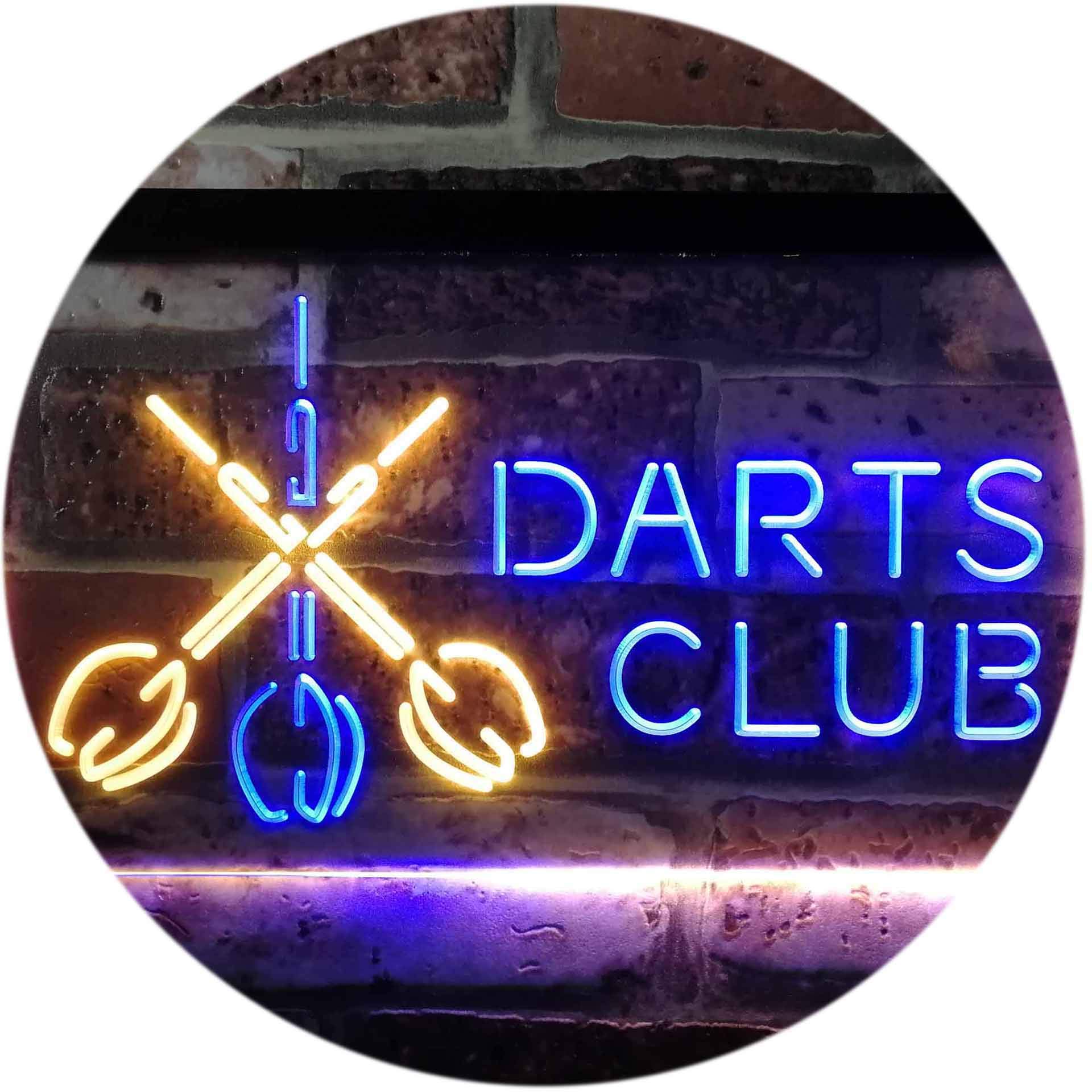 ADVPRO Dart Clubs Bar Pub VIP Open Dual Color LED Neon Sign Blue & Yellow 600 x 400mm st6s64-i3185-by — image 1