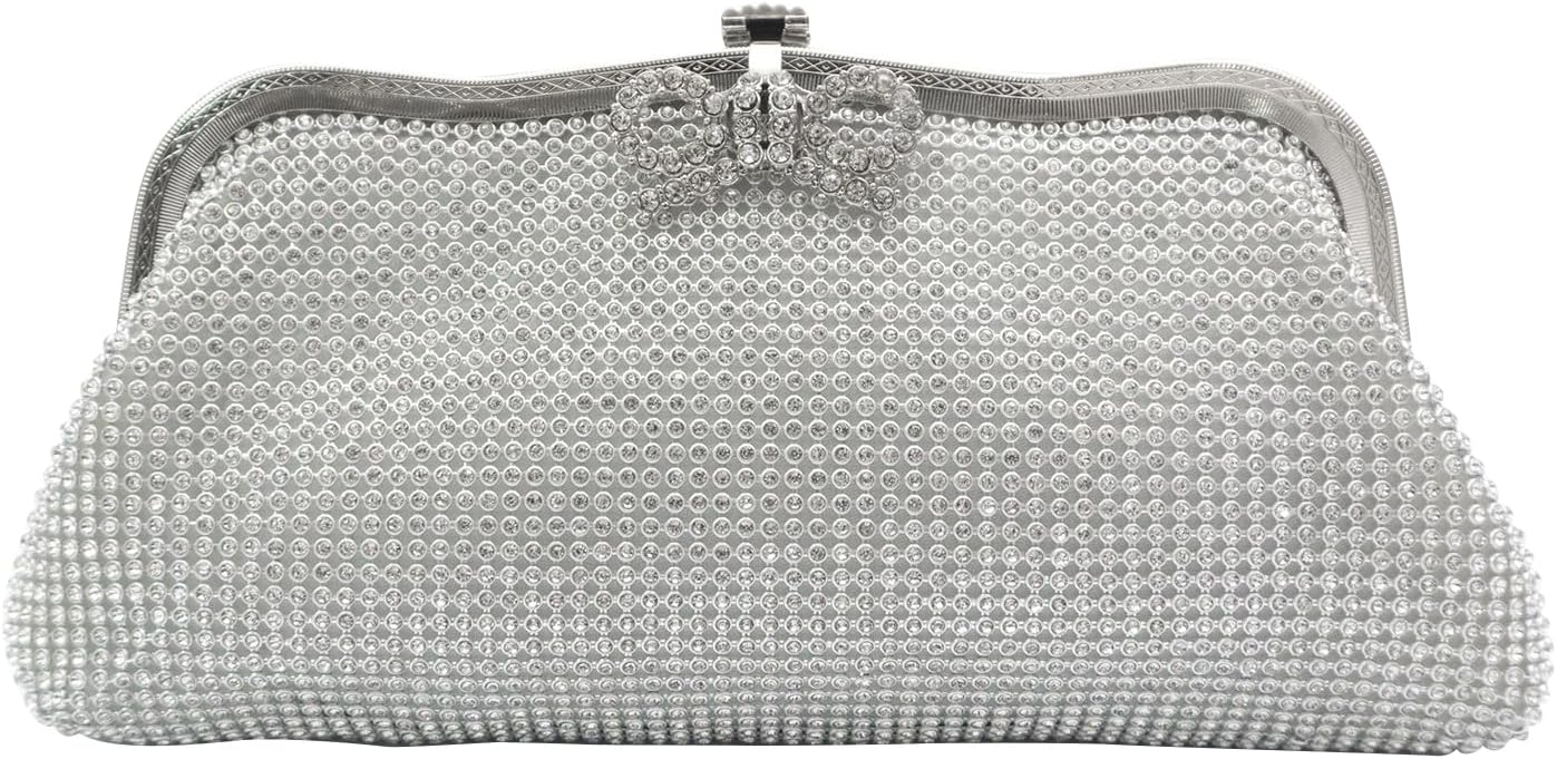 CORIOS Women Rhinestone Evening Bag Bling Crystals Clutch Bag Bridal Wedding Purse Shoulder Bag With Chain Sparkling Handbag