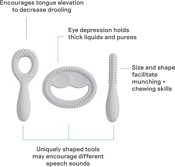 ezpz Ultimate Baby Shower Bundle (Pewter) Tiny Pops + Oral Developmental Tools + Tiny Bowl + Tiny Cup + Tiny Spoons | Baby Essentials