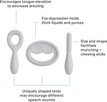ezpz Ultimate Baby Shower Bundle (Pewter) Tiny Pops + Oral Developmental Tools + Tiny Bowl + Tiny Cup + Tiny Spoons | Baby Essentials