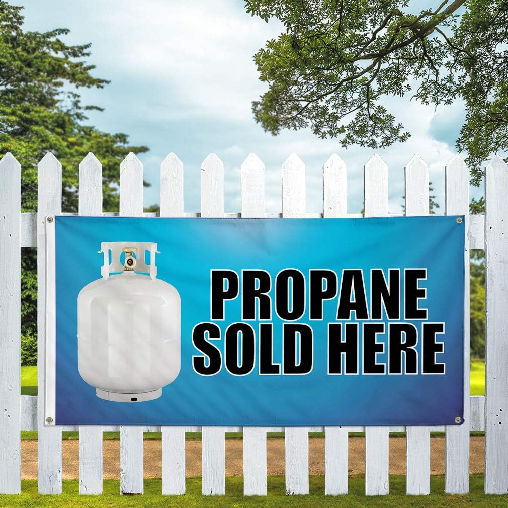 Vinyl Banner Multiple Sizes Propane Sold Here A Advertising Printing Business Outdoor Weatherproof Industrial Yard Signs 6 Grommets 36x72Inches