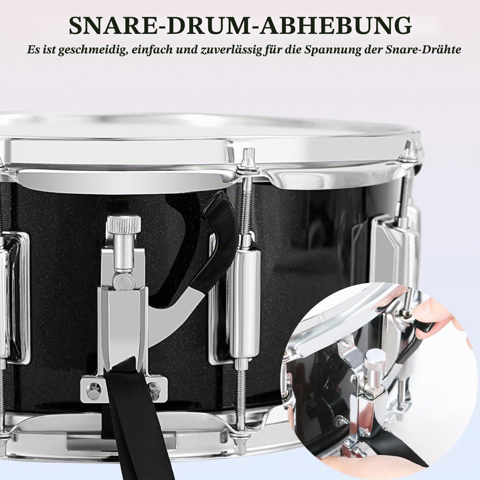 EASTROCK Snare Drum 14X5.5 Zoll für Schüler Anfänger mit Gigbag, Drumsticks, Schlagzeugtasten, beschichtetes Material Schlagzeugfell, Schwarz