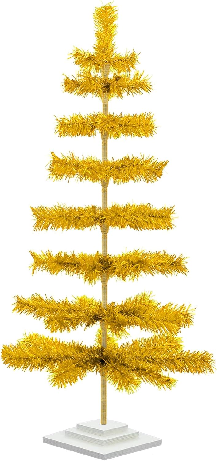 36" Gold Christmas Trees Artificial Flame Resistant Aluminum Branches 3FT Classic