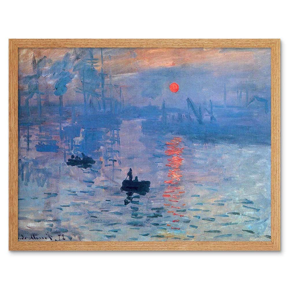 Wee Blue Coo Claude Monet Impression Sunrise Old Master Painting Art Print Framed Poster Wall Decor 12X16 Inch