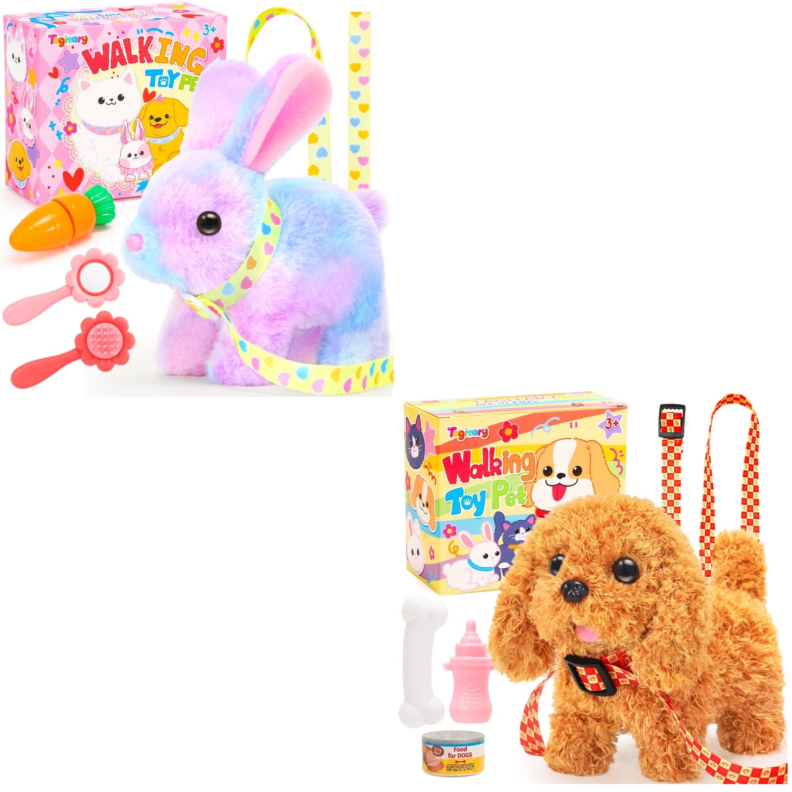 Tagitary Plush Toys Hopping Easter Bunny and Puppy