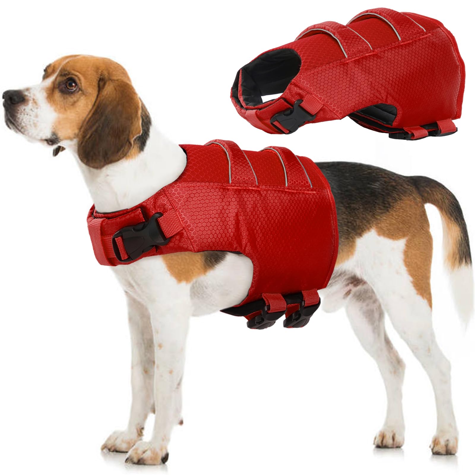 Hjyokuso Chaleco Salvavidas Perro, Chalecos Salvavidas para Perros, Chaleco Flotador para Perros, Chaleco De NatacióN para Perros, Rreflectante, Ajustables, para Perros Pequeños Medianos