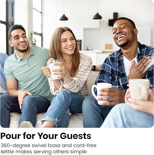 Miniatura 8 de Chefman Hervidor eléctrico, 1.8 L 1500 W, caldera de agua caliente, tapa extraíble para una fácil limpieza, apagado automático, protección contra