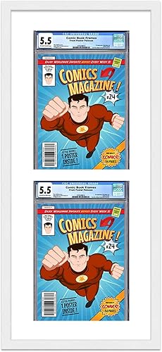 Miniatura 276 de Poster Palooza Marco de cómic con paspartú para 2 cómics CGC, CBCS o PGX Graded Comics – Marco de cómic negro para cómics de 8.125 x 13 pulgadas