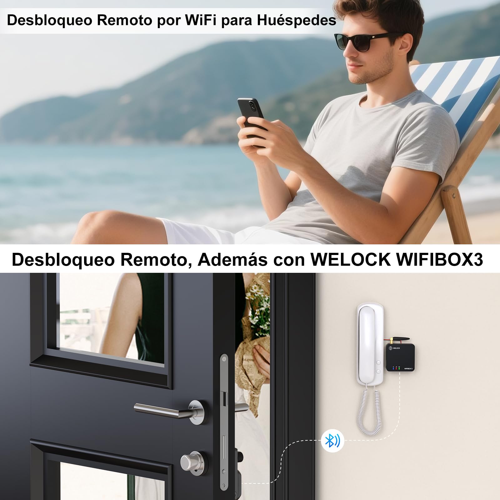 WELOCK U81 Smart Lock,Cerradura Inteligente con Huella Digital,Contraseña,Tarjeta RFID y APP,Cerradura Inteligente WiFi,cerradura electronica exterior para puertas de 50-90mm,Fácil instalación